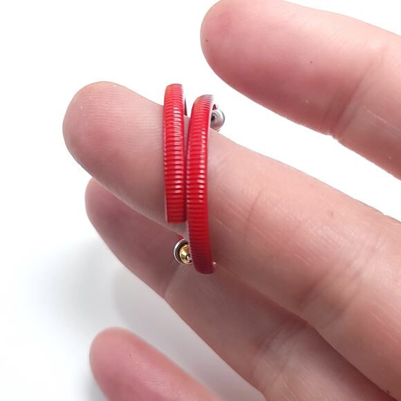Red Open Hoop Earrings, Bold Modern Minimalist Statement Jewelry for Women - Picture 10 of 10